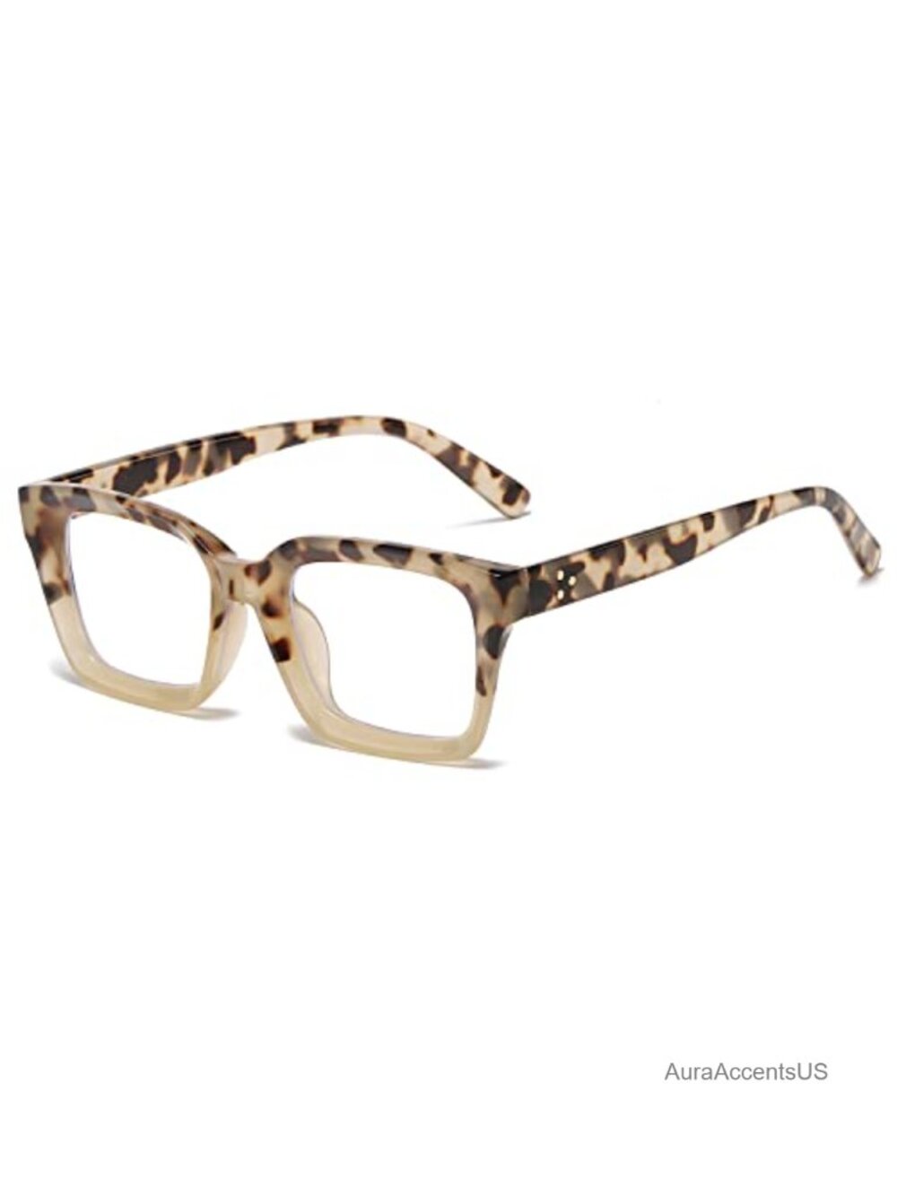 Classic Thick Square Frame Clear Lens Glasses Spring Hinges
